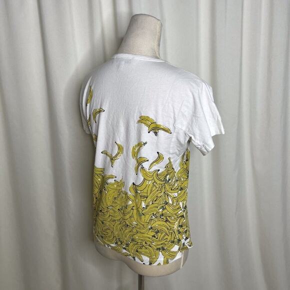 See by Chloe Banana Graphic Print T-Shirt White Yellow Women's 6 Vintage Y2K - Picture 12 of 15